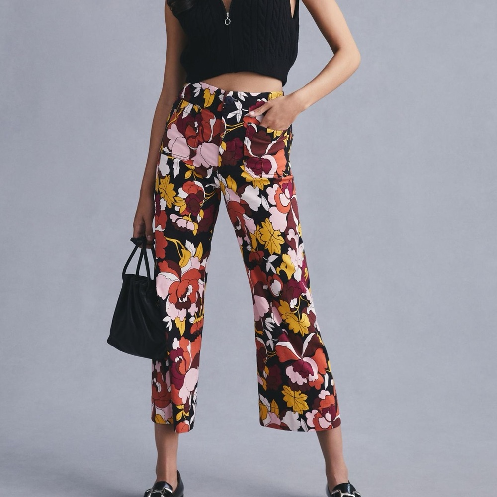 Anthropologie Maeve The Colette Cropped Wide Leg Pant